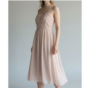 ASOS Chiffon Sweatheart Midi Dress Blush Pink US 6 NWT